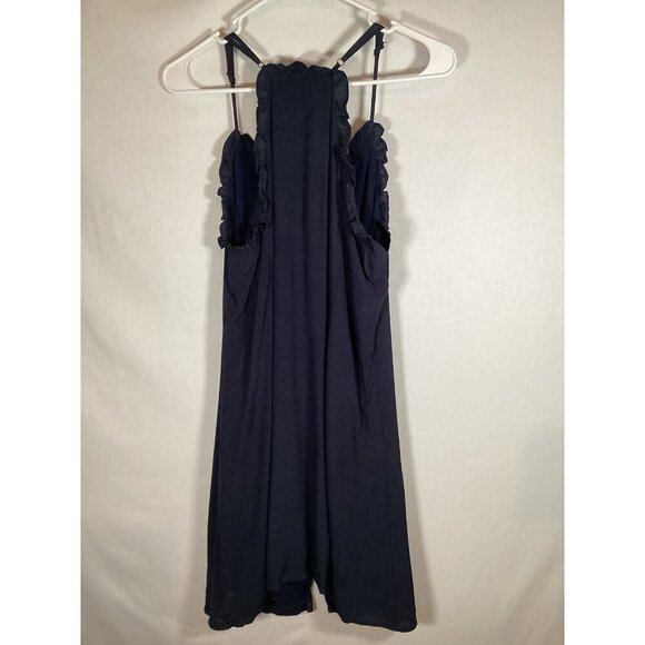 MISS ME Dress Buttons Sleeveless Blue Classic Preppy Small Ruffle - Picture 4 of 7